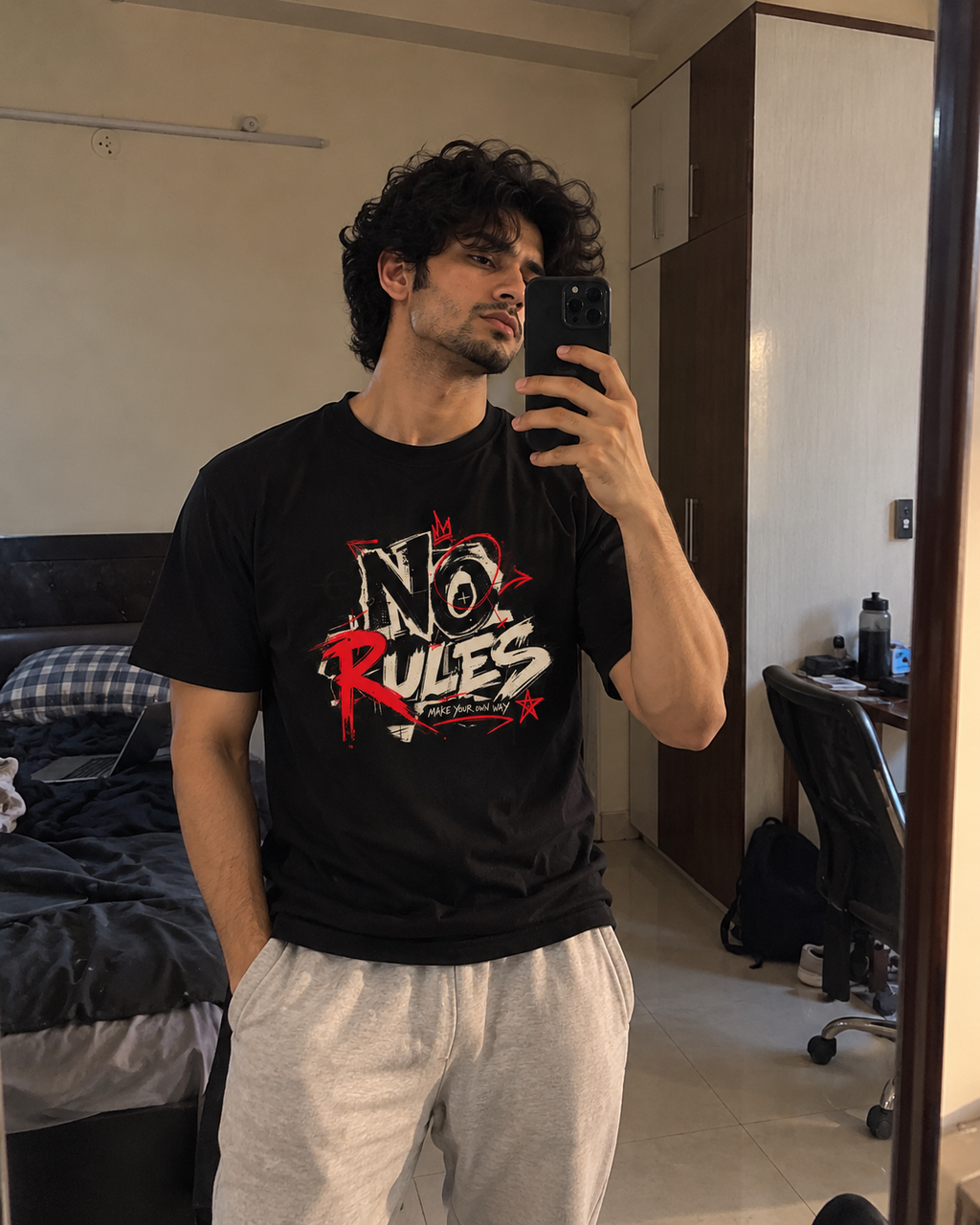 NO RULES — Men's Graphic T-Shirt Black